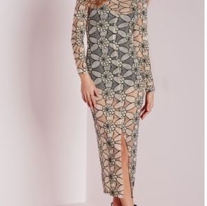 Missguided Sleeveless Halter Floral Lace See Thru